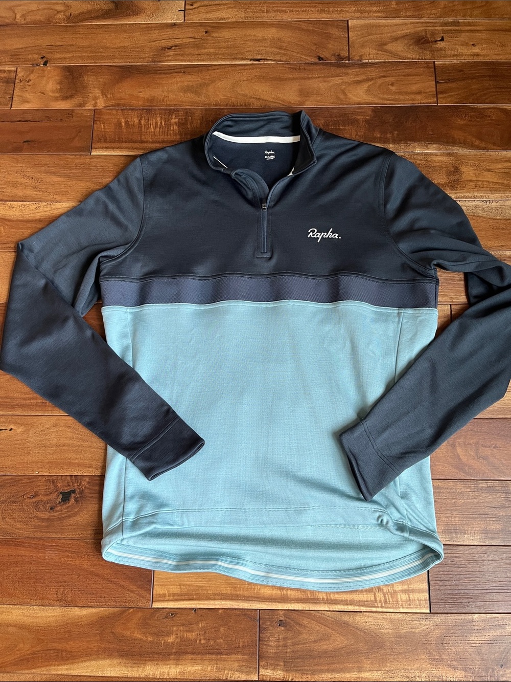 Rapha Two-Tone Navy and Light Blue Half-Zip Pullover